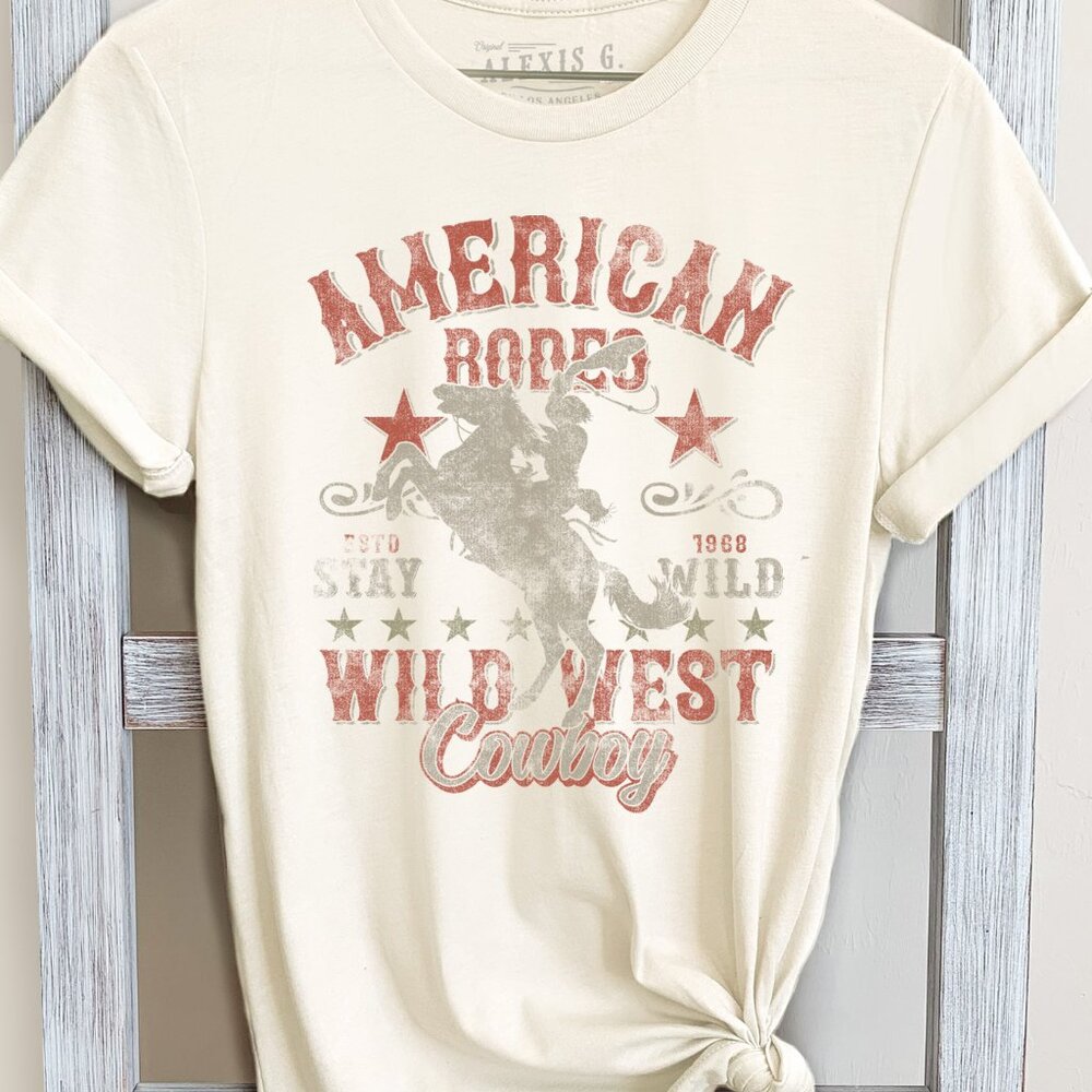 American Rodeo Graphic Tee, Rodeo Graphic Shirt, Wild West Cowboy Shirt